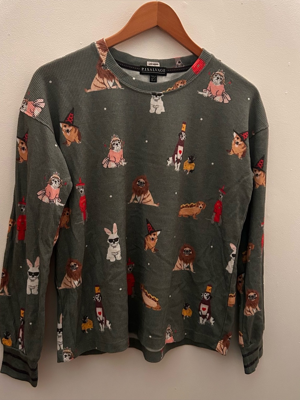 P.J. Salvage Green Long-Sleeve Dog Print